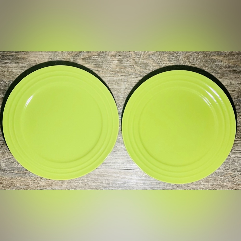 COPY - 2 NEW ~ Rachael Ray ~ Double Ridge ~ Green Apple ~ 11” Dinner Plates